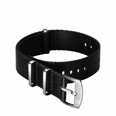 オメガ純正NATOストラップ 21mm NATO straps Polyamide, 5 stripe black grey | OMEGA US®